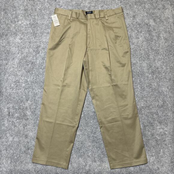 New Dockers Signature Khaki Pleated D3 Classic Fit Dress Pants Men's 36x29 Tan - Picture 1 of 9